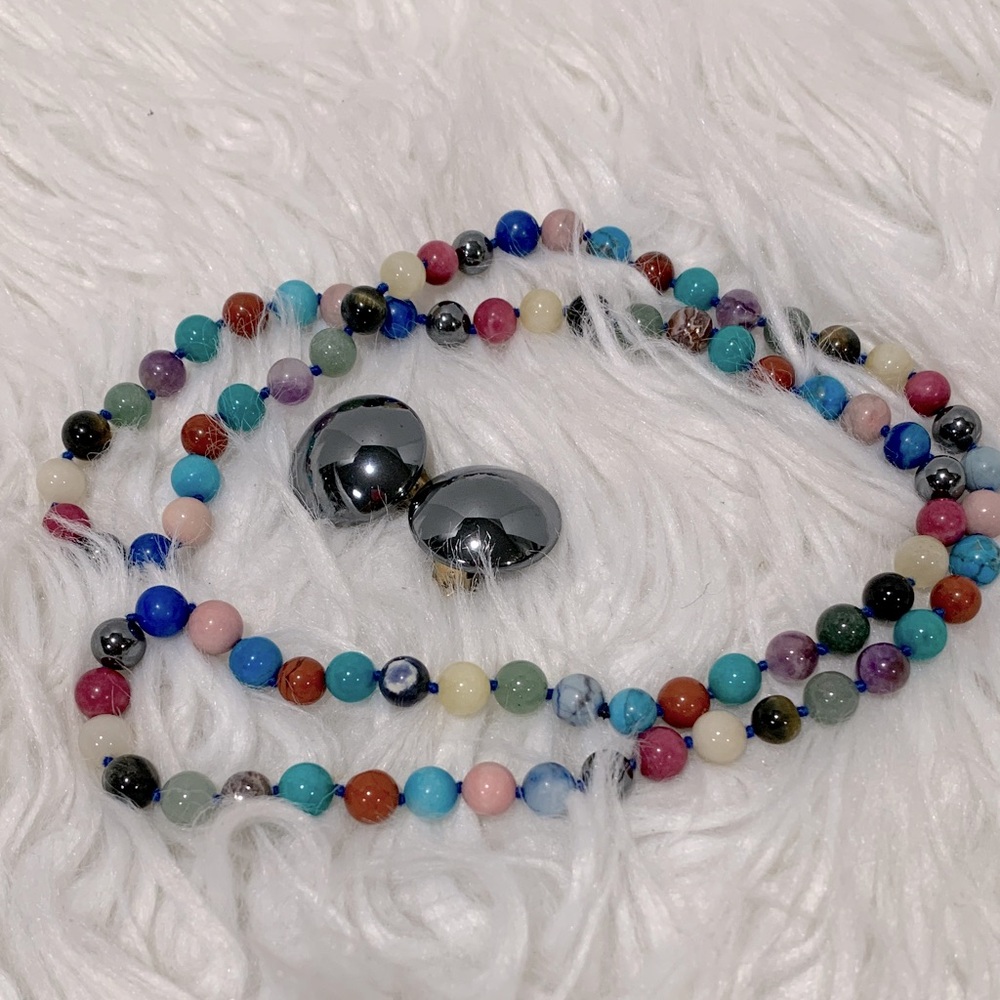 SEMI precious necklace and cabochon clip on earrings